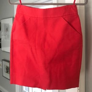 J. Crew Red “The Pencil Skirt” Pencil Skirt